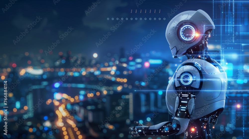 Leinwandbilder an abstract background depicting robotic process automation in a modern city.......