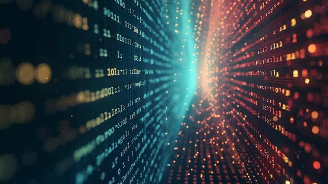 Technology Background : featuring a big data concept with binary computer code, symbolizing the complexity and vastness of digital data