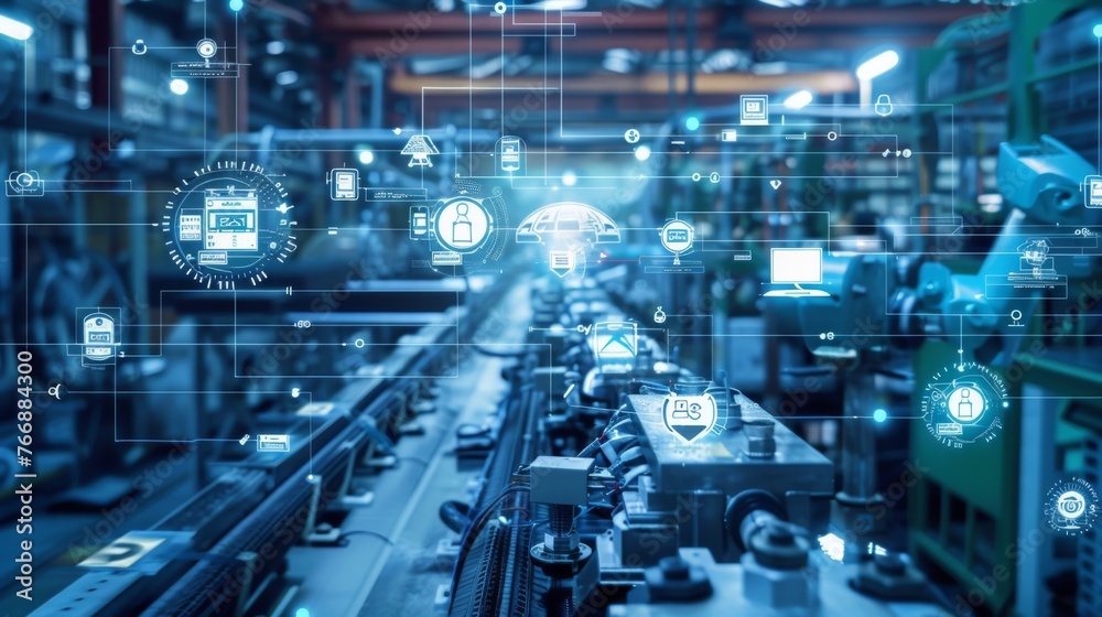 Poster the concept of smart industry in manufacturing technologies. automation and data exchange......