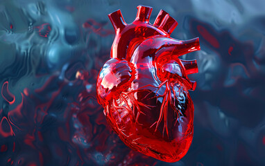 3D heart disease coronary heart disease cardiovascular and cerebrovascular disease model, World Heart Disease Day concept illustration