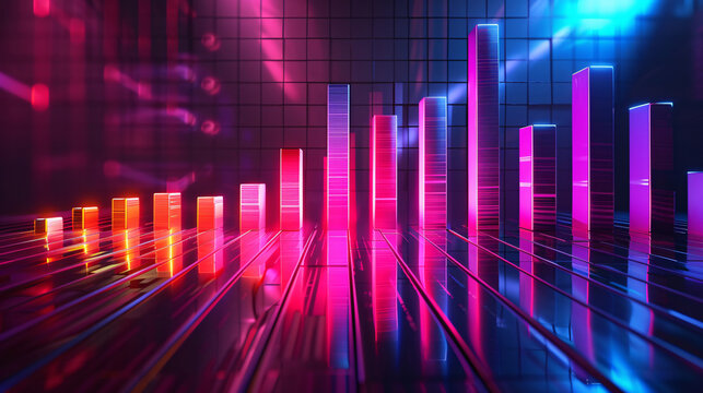 Financial data curve chart, financial technology themed big data analysis bar chart background