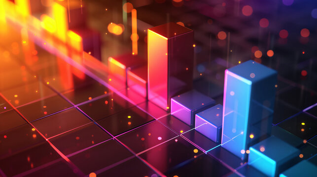 Financial data curve chart, financial technology themed big data analysis bar chart background