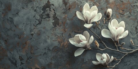 Elegant Magnolias on Textured Backdrop