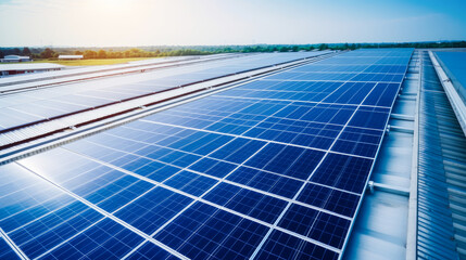 Solar panels outdoors, in production