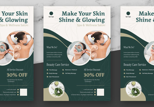 Green and Cream Beauty Spa Flyer