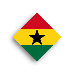 Ghana flag - rhombus shape icon with dropped shadow isolated on white background