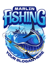 Marlin Fishing T-Shirt Design Vector Illustration