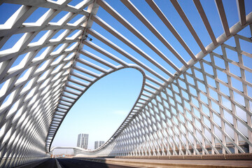 Highway bridge structure construction under blue sky