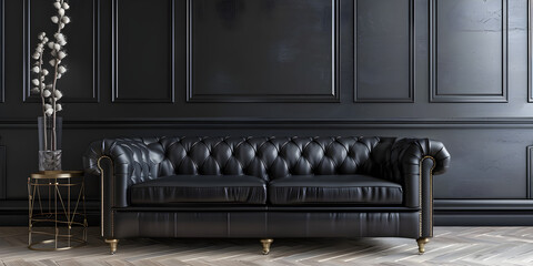 Royal Luxury Sofa: Elegance Amidst Black Background, Luxurious Comfort: Royal Sofa with Dramatic Black Background
