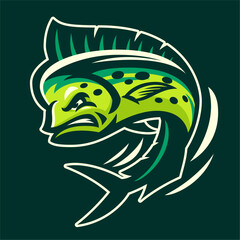 Angry Mahi-Mahi Fish Mascot Illustration