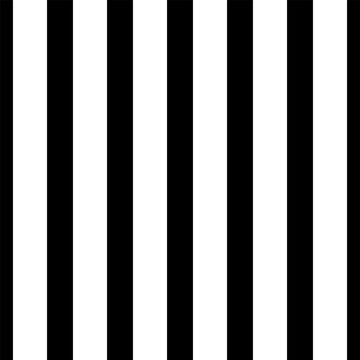 Striped background with vertical straight black and white stripes. Seamless and repeating pattern. Editable vector illustration.
