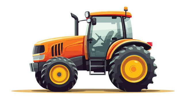 Farm Tractor flat vector isolated on white background