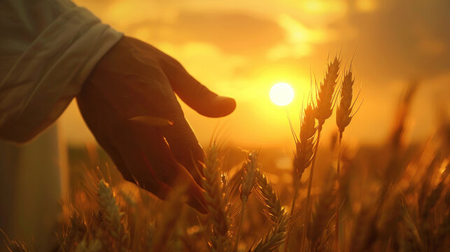 Symbolic Depiction of Wheat Field., faith, religious imagery, Catholic religion, Christian illustration