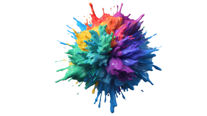 abstract art, colorful splash, vibrant colors, paint explosion, artistic brush strokes, grunge stains, transparent background, dynamic design, contemporary artwork, energetic composition, vivid hues, 