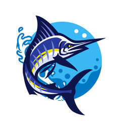 Marlin Fish Logo Mascot Design