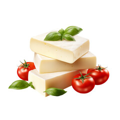 cheese and tomato isolated on transparent background