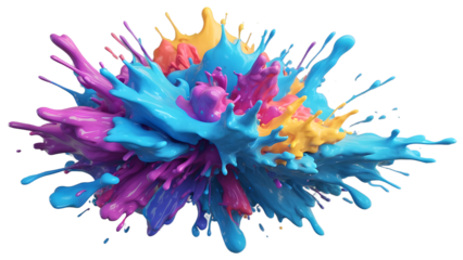 abstract art, colorful splash, vibrant colors, paint explosion, artistic brush strokes, grunge stains, transparent background, dynamic design, contemporary artwork, energetic composition, vivid hues, 