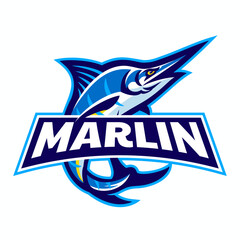 Marlin Fishing Logo Design Cartoon