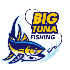 Tuna Fishing Mascot Logo Design Isolated