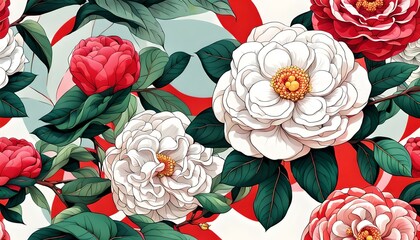 Beautiful Camellia Pattern Background Wallpaper