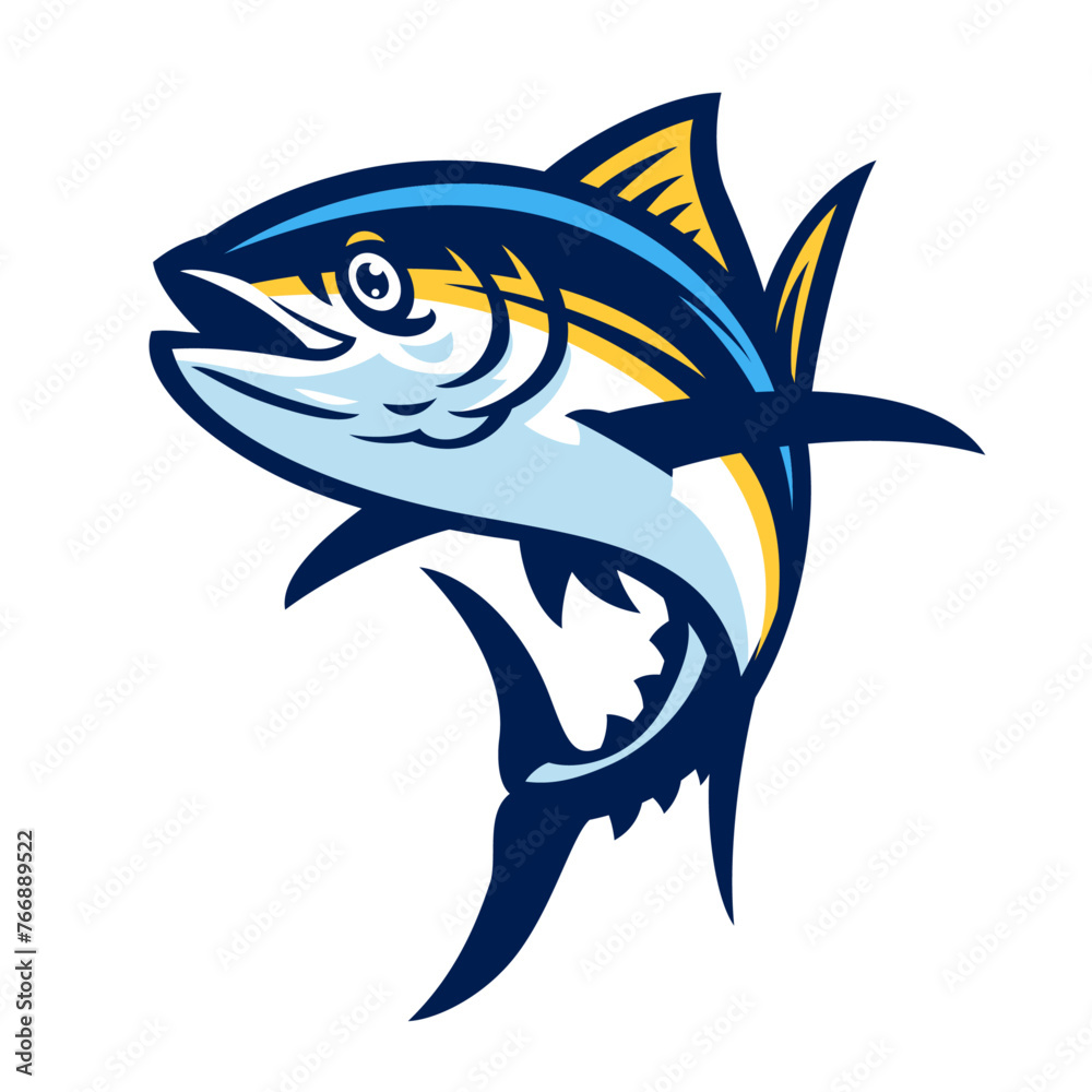 Wall mural Yellowfin Tuna Fish Cartoon Mascot