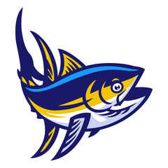 Yellowfin Tuna Fish Cartoon Isolated