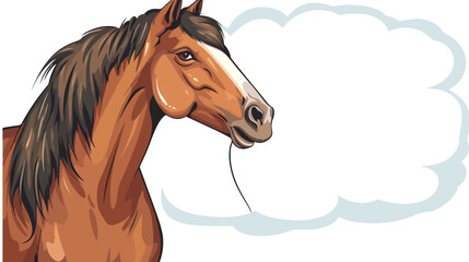 Freehand drawn speech bubble cartoon horse flat vector