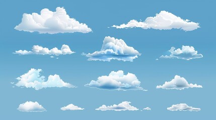Clouds set in different transparent colors. Modern illustration in EPS 10 format