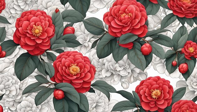 Beautiful Camellia Pattern Background Wallpaper