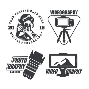 Set photography camera videography logo vector graphic template