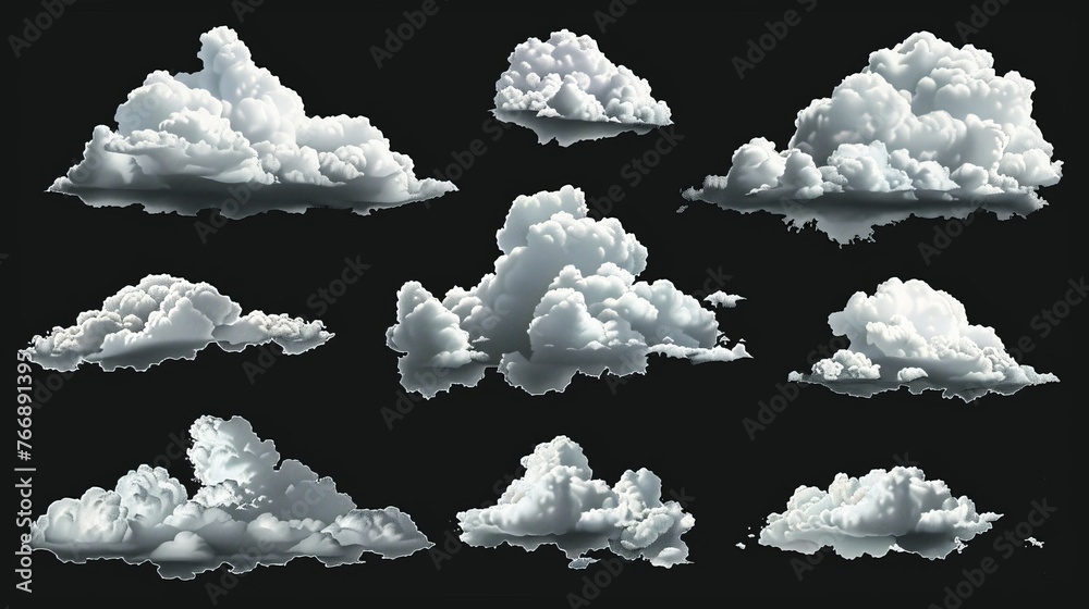 Aufkleber isolated clouds over black. design elements.