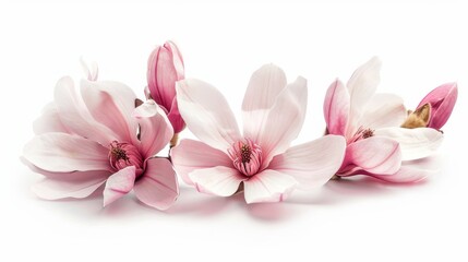 The magnolia flowers are isolated on a white background