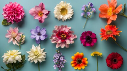 Seasonal bouquet of colorful blooms - obrazy, fototapety, plakaty