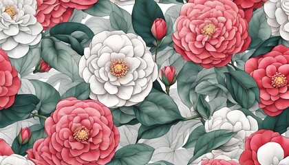 Beautiful Camellia Pattern Background Wallpaper