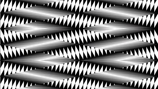 Abstract creative black and white geometric shape pattern motion background. Video animation Ultra HD 4k footage.