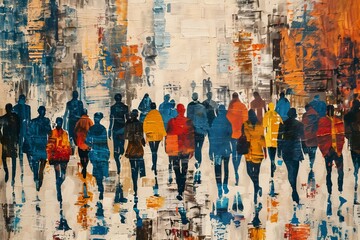 Unrecognizable mass of people walking around the city, Generative AI - obrazy, fototapety, plakaty