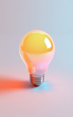 Colorful 3D light bulbs on white background, new ideas and inspiration concept illustration