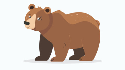 Illustration of brown bear flat vector isolated on white