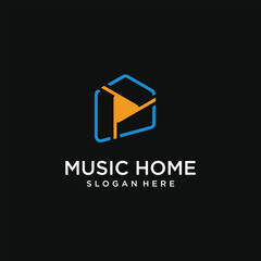 Vector logo for music record company audio house logo singing recording logo