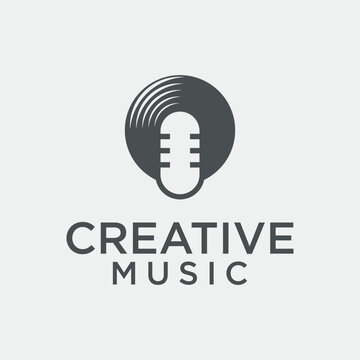 Vector logo for music record company audio house logo singing recording logo