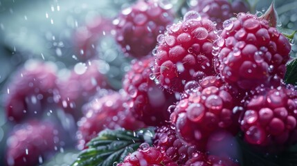 Obraz premium Fresh Dewy Berries Close-up
