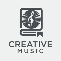 Vector logo for music record company audio house logo singing recording logo