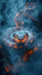 Snake emerging from mystical smoke, Generated AI.