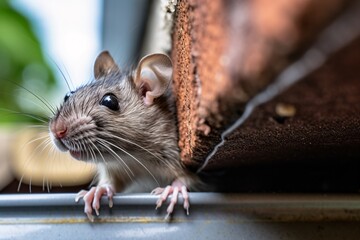 A  rat climbing up a drainpipe, indicating potential entry points for rodent exclusion