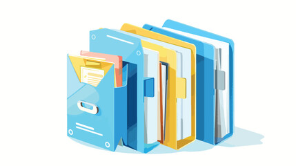 Light Blue open folders and one yellow with documents