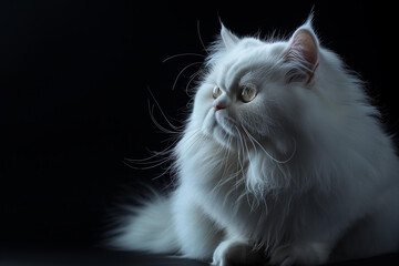 
Minimalist persian cat, on black background, photorealistic, studio lighting