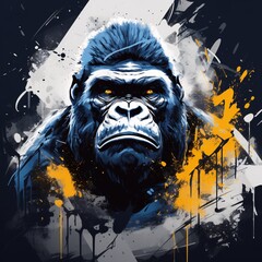 A street art graffiti illustration of a majestic gorilla