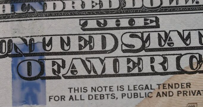 American one hundred dollar paper banknote in close up macro. Hundred USD cash macro view. 100 Dollar Cash Stop Motion. Hundred Dollar Closeup. Rich business economy of usa. Loop video.