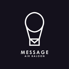 Minimalist air balloon mail logo icon vector template on dark background