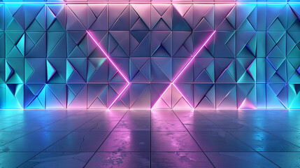 Neon abstract background, colorful neon tunnel space concept illustration